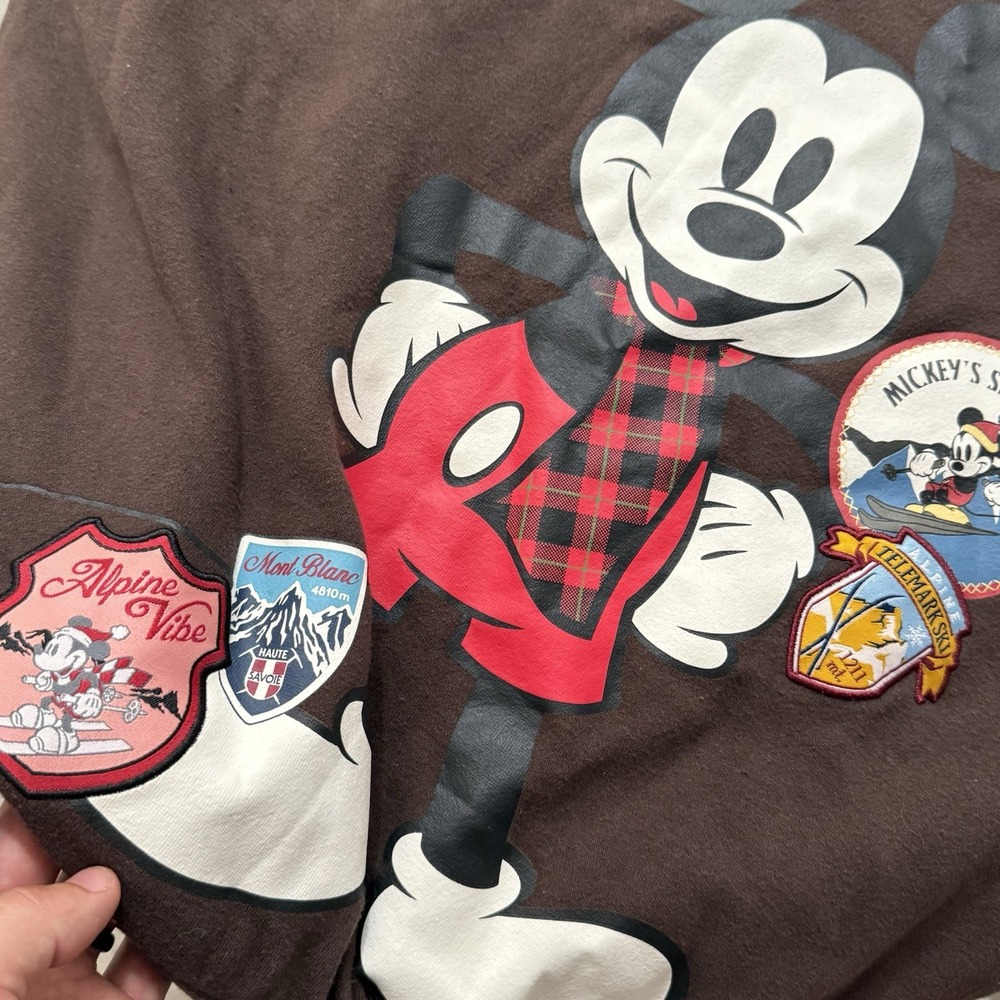 Disney Pullover Mickey Mouse Sweatshirt Women Brown Cotton Blend Casual Size M - Picture 6 of 9
